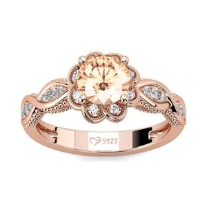 Jeulia Floral Round Cut Sterling Silver Ring